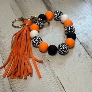 Orange and Leopard Keychain Wristlet